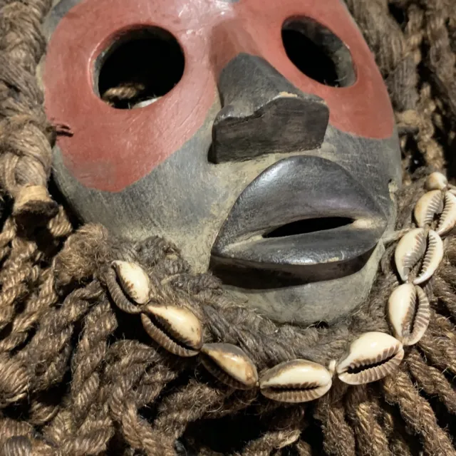 Dan Mask with Cowries and Rope Beard African mask great size OFFERS #7 2