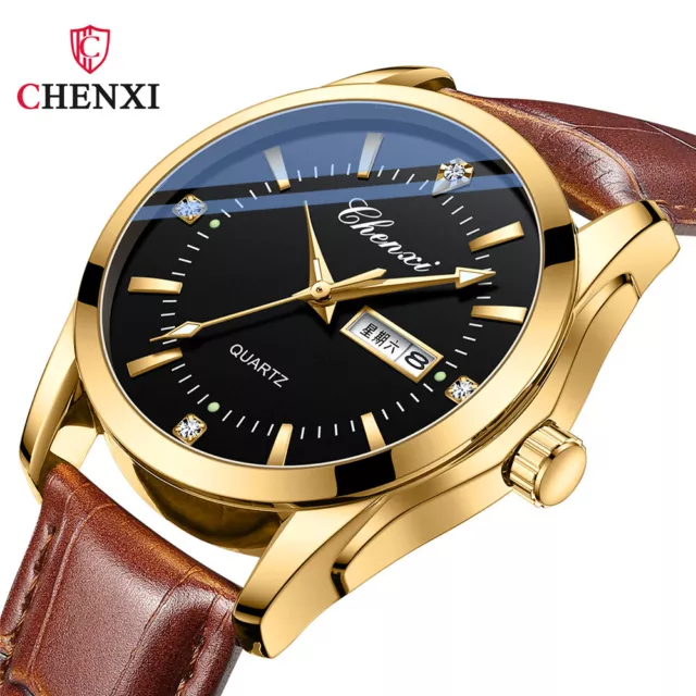 Orologio Sportivo Chenxi Uomo Pelle Sveglia da polso Marca Casual Calendario Uomo