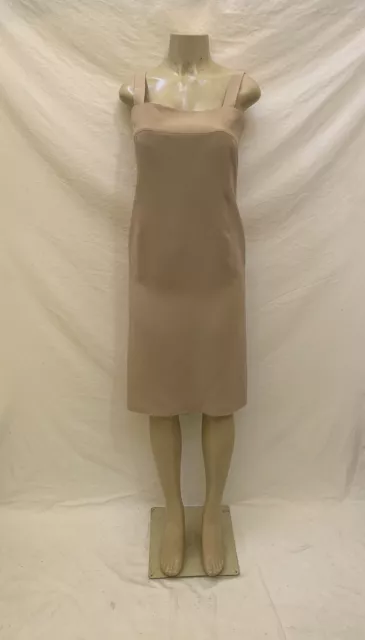MaxMara Size 8 Tan Wide Strap Knee Length Sheath Dress