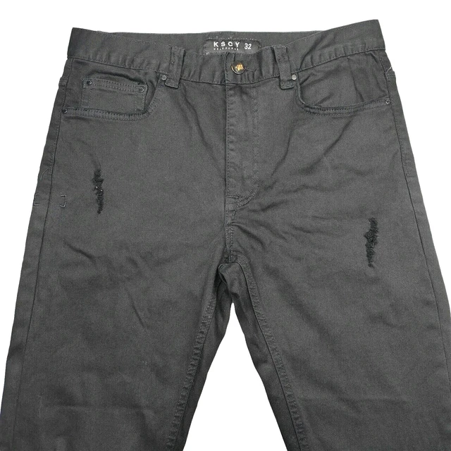 KSCY MEN'S BLACK Denim Jeans Size 32W Distressed Biker Style