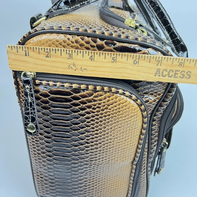 Samantha Brown New 2 Piece Gold/ Brown Trim Carry On Croco Luggage Rolling Bag 20