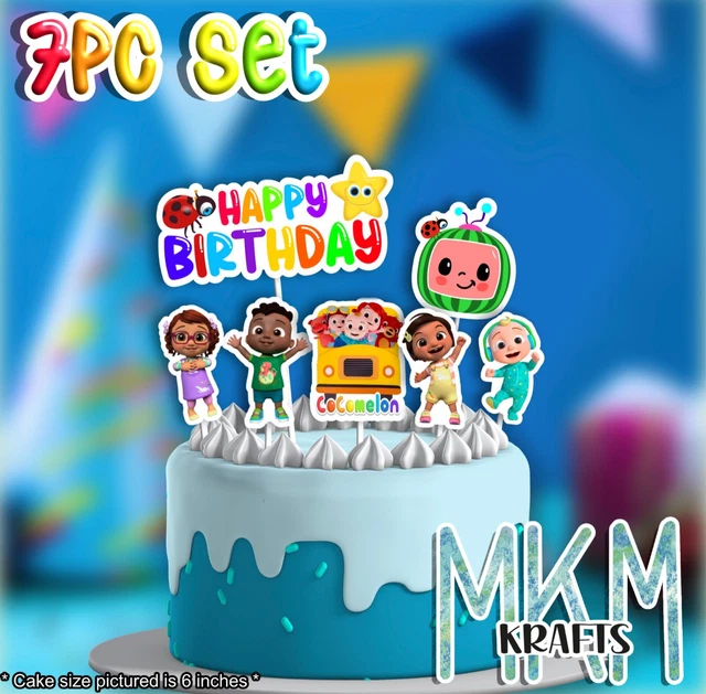 CAKE TOPPER / cupcake 7 pc set Happy Birthday Melon Baby jj £