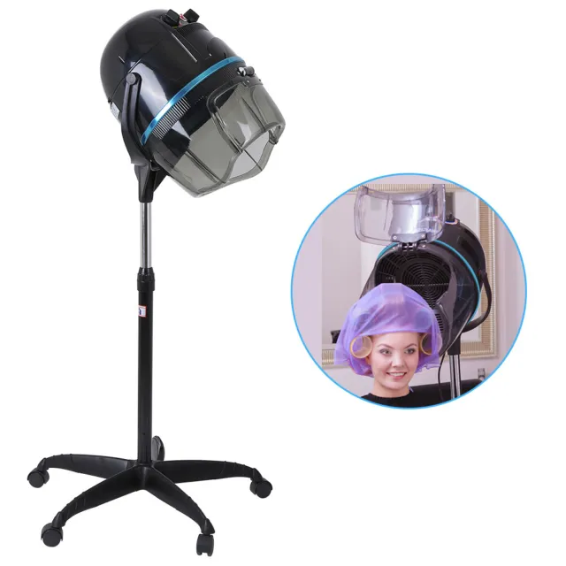 Professional 1050W Adjustable Hooded Floor Hair Bonnet Dryer Stand Up W/ Wheels