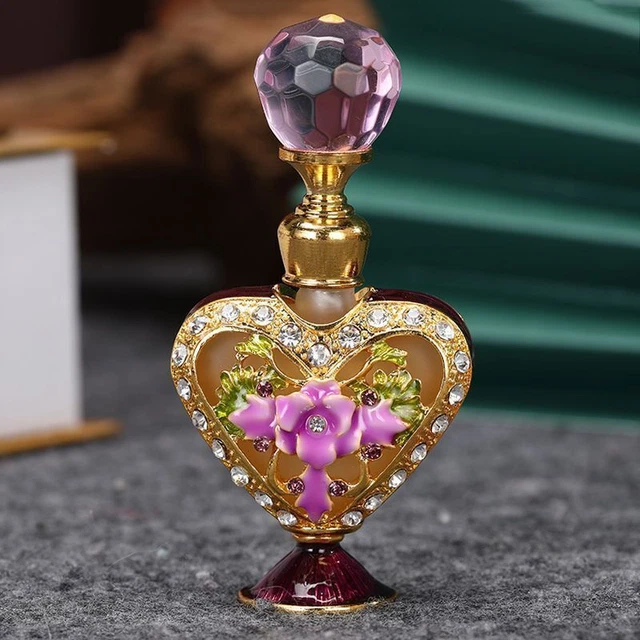 Vintage Ladies Perfume Glass Bottle Crystal Antique Refillable Metal Empty Gifts