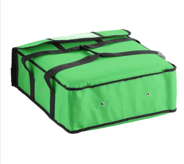 Insulated Pizza Delivery Bag, Green Nylon, 18" x 18" x 5"Holds up to (2)  2 PACK