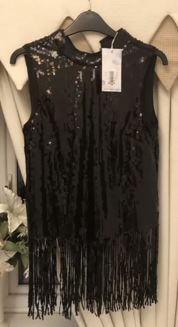 Warehouse black glitter high on sale neck top