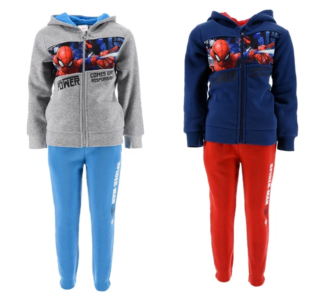 Bambini Ragazzi Marvel Avengers Spiderman Jogging Abiti Tuta da Ginnastica Blu O