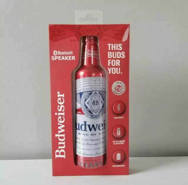 Budweiser Wireless bluetooth portable speaker. Rechargeable aluminum bottle NEW