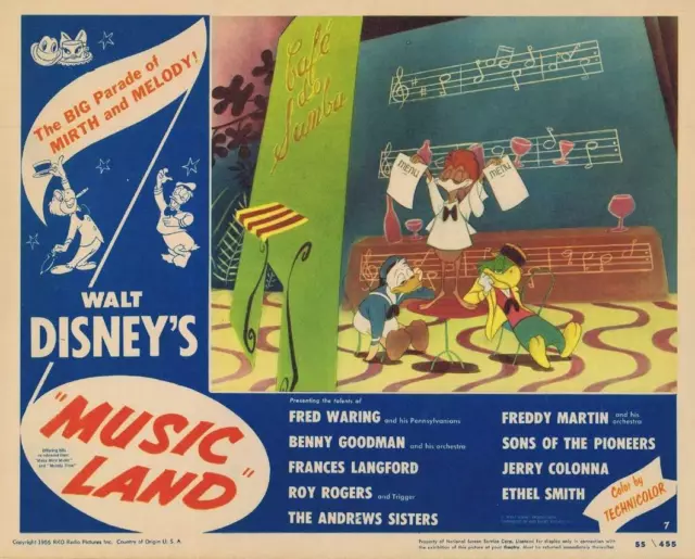 Music Land Walt Disney Reproduction Movie Lobby Card