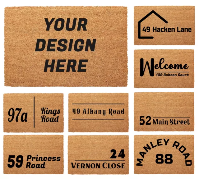 Personalized Address Welcome Door Coir Mat 40 x 60cm Custom Prints Anti-Slip