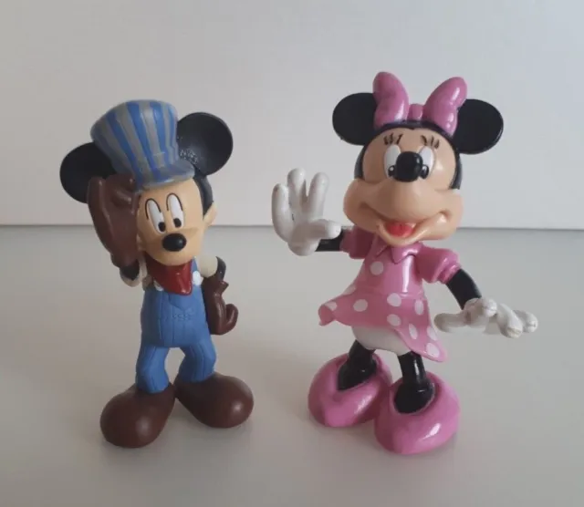 Vintage Disney Mickey and Minnie Mouse Cake Toppers Collectable Figures 4cm Tall