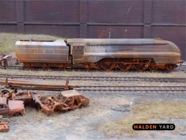 OO gauge locomotive, heavily weathered LMS Coronation/Duchess.  Ref E1
