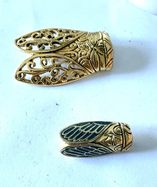 Broche Cigale Vintage En Or Avec Perle Topaze - Bijou Porte-Bonheur Rétro Numéro 5464