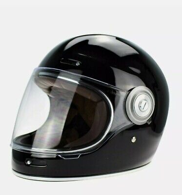 VIPER F659 Retro Fibreglass Helmet Full Face Vintage Classic Solid Black Size L