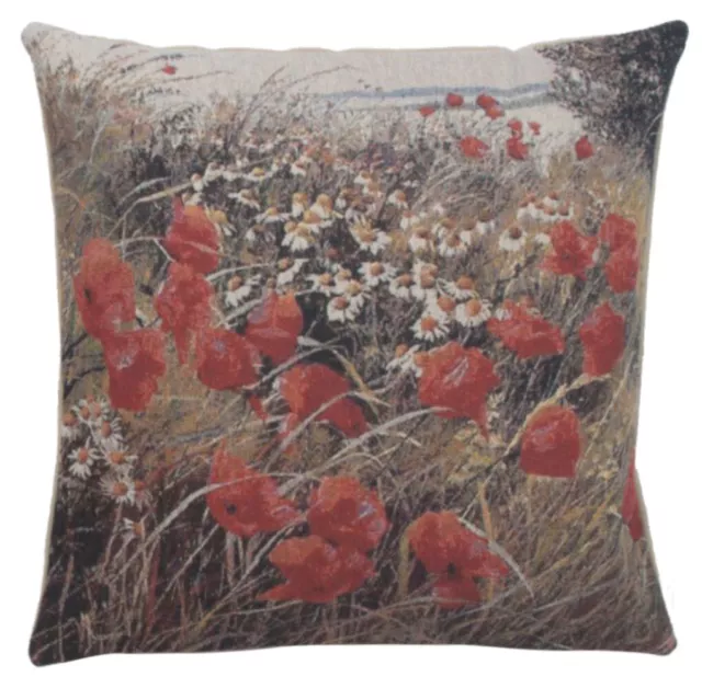 Wild Flowers in Bloom Jacquard Woven Accent Throw Pillow Cushion Cover Art