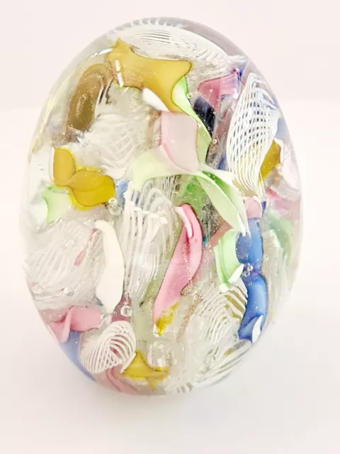 Murano Fratelli Toso Latticino Zanfirico Paperweight Pastell Wirbel unmarkiert