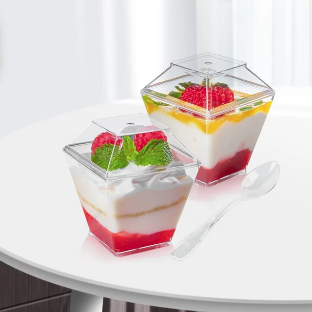 50/100 PACK PLASTIC Dessert Cups Square Clear Yogurt Parfait Cups Parfait Cups 19.02 PicClick AU