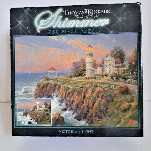 Thomas Kinkade Victorian Light 750 piece Shimmer Jigsaw Puzzle 24" x 18” Sealed