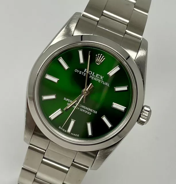 Reloj Rolex Oyster Perpetual 31 mm acero inoxidable esfera verde Ref 77080