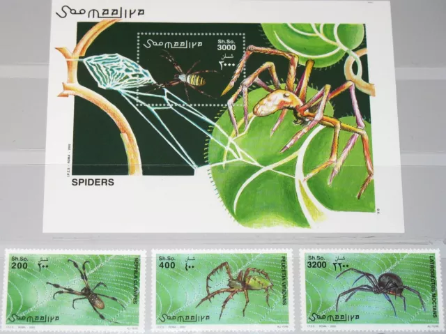 SOMALIA 2002 991-93 Block 98 Spinnen Spiders Insekten Insects Fauna MNH