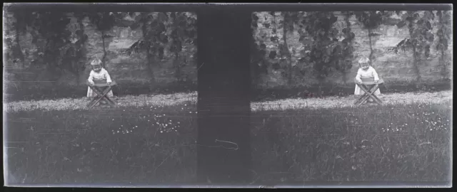 France Famille Enfant Photo Plaque de verre NEGATIF Vintage VR11e  