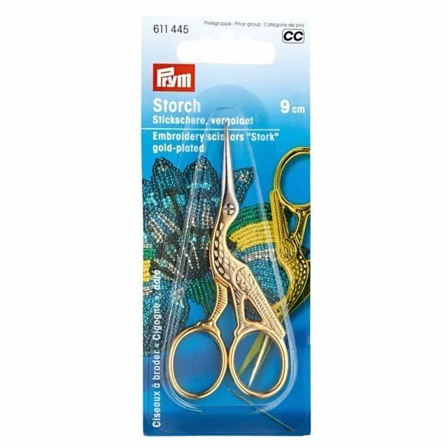 Prym Gold 9 cm Embroidery Scissors Stork sewing needlework embroidery  611445