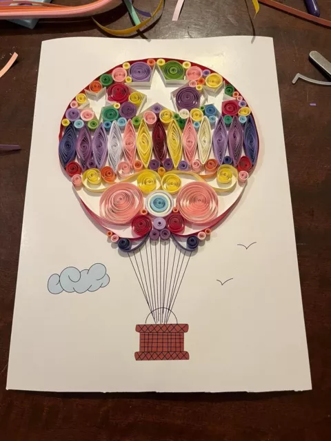 Handmade paper quilled hot air balloon Framed