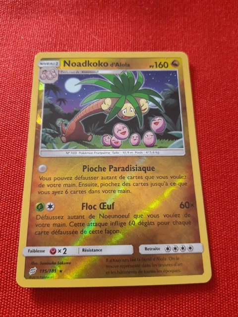 Noadkoko D'alola 115/181 Pv160 Holo Reverse Pokemon Card Fr Rare Tbe Nm