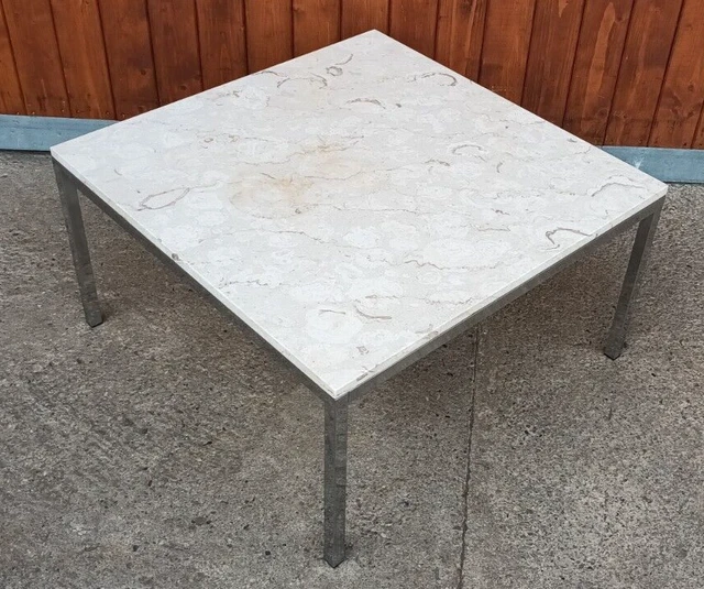De Diseño Mesa Centro Sofá Vintage 70er Cromo Mármol Espacio Era Knoll 70s