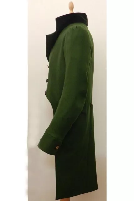 Nuovo cappotto da uomo stile militare Regency lana verde su misura 2