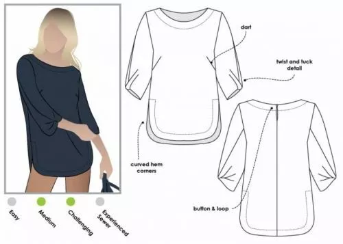 Style Arc Sewing Pattern Sadie Tunic Top Sizes 18-30