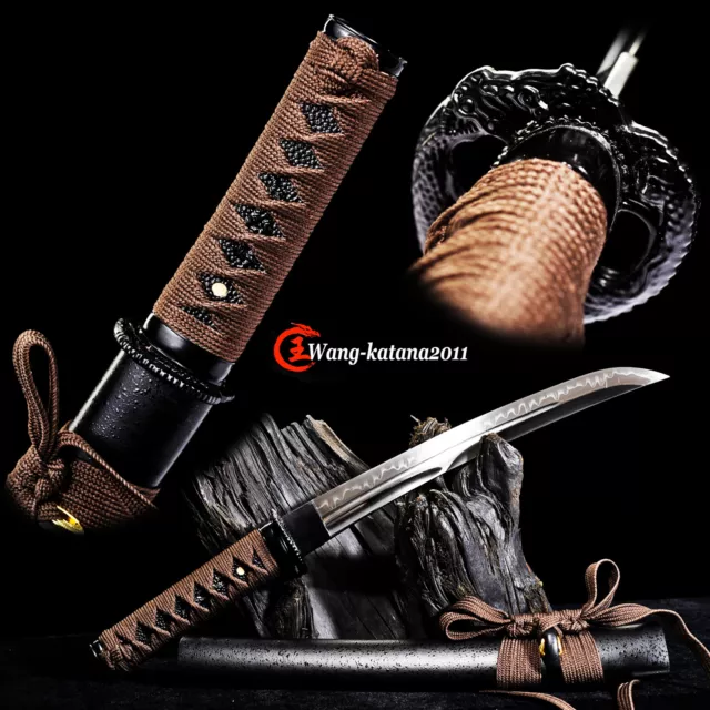 20''Tanto Clay Tempered T10 Sharp Mini Knife Katana Japanese Samurai Short Sword