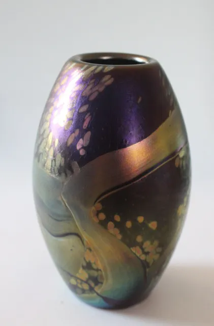 Vase, Mdina Glaskunst Malta, mundgeblasen, irisierend