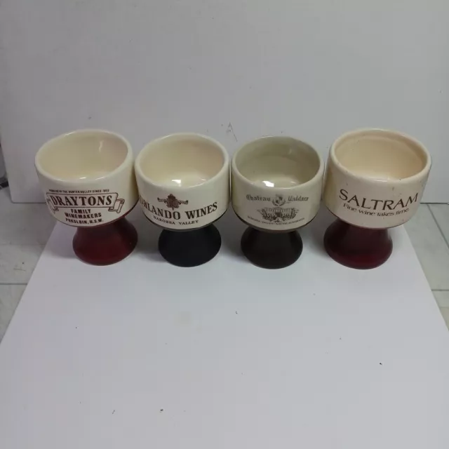 Small Vintage Pottery Wine Goblets Orlando Estate Wine cups X 4