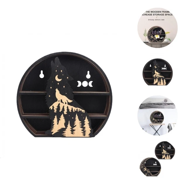 Estante de media luna superficie lisa decorativo 3 capas estante de media luna artesanal