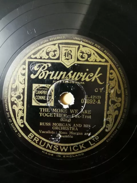 BING CROSBY "So Tired" "The more we are together" 78 RPM BRUNSWICK