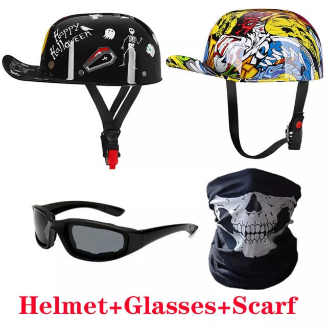 Open Face Motorcycle Half Helmet Retro Baseball Cap Scooter Moped Jet helmet DOT