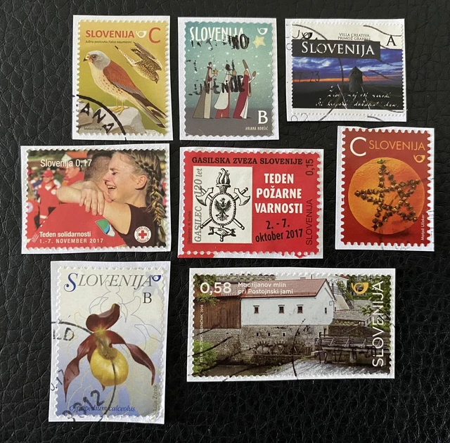 Lot de 8 timbres de Slovénie années diverses - encore sur fragment B30