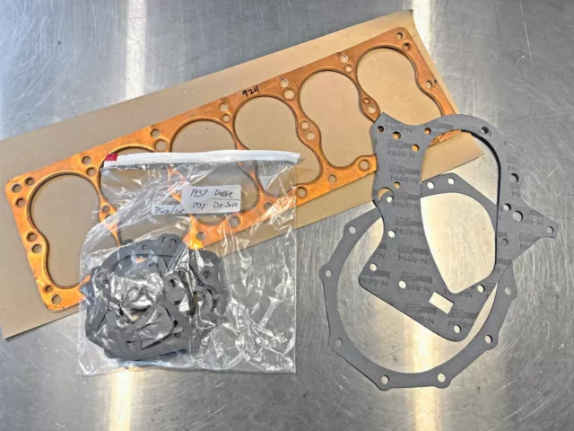 NOS 1937 Dodge DeSoto 6 Cylinder Engine Copper Head Gasket - OE Mopar - NR & FS