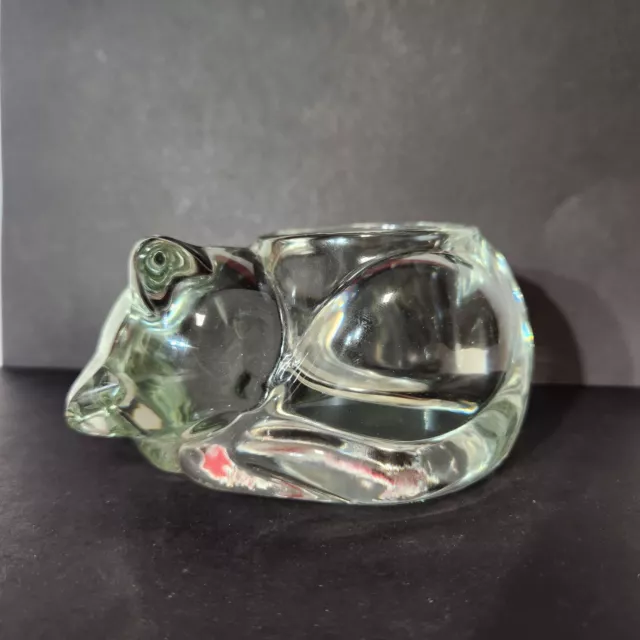 Indiana Glass Clear Crystal 2 1/4" Cat Kitten Votive Candle Holder Made in USA