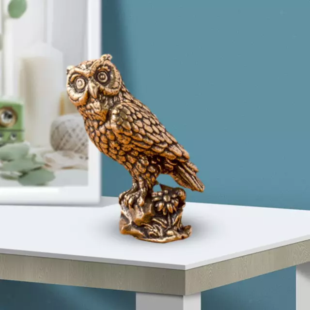 Owl Figurine Crafts Brass Owl Statue Owl Ornament Collectible Artwork Mini