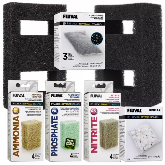 Fluval Spec & Flex Filter Media Carbon Biomax Foam Block Multi Pack Fish Tank