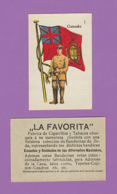 La Favorita (Canary Islands) - Scarce Silk Flags & Soldiers Card - Canada