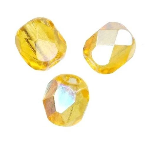 25 Perles Facettes cristal de boheme 6mm  LIGHT TOPAZ TOPAZE AB