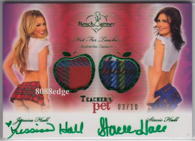 2011 Benchwarmer Teacher's Pet Auto: Stacie/Jessica Hall #3/10 Swatch Autograph