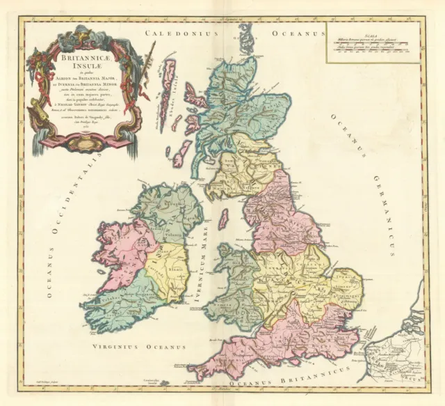 Britannicae, Insulae in quibus Albion� British Isles ROBERT DE VAUGONDY 1757 map