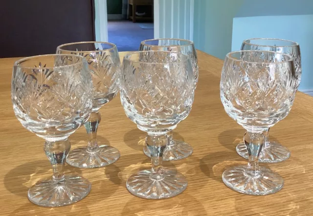 Vintage Cut Glass Set Of Six Sherry/Liquer Glasses