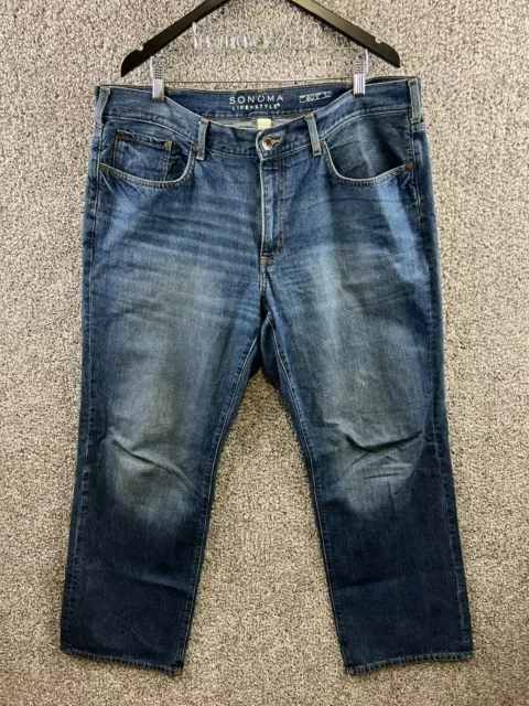 Sonoma Life+Style Men's Size 40x32* Blue Denim Straight Leg Jeans 100% Cotton