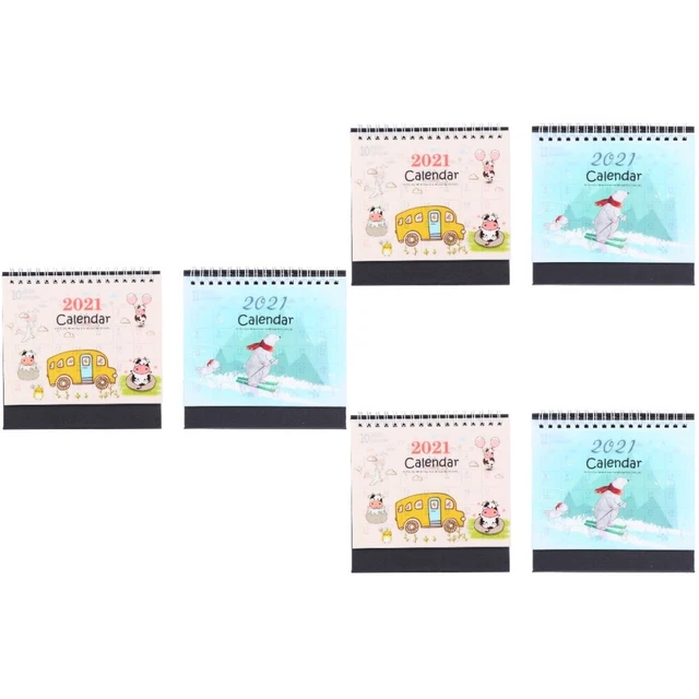 Calendario Da Tavolo Mensile Con Animali E Base In Legno, Per Ufficio, Scuola E Casa, Con Illustrazioni Di Gattini