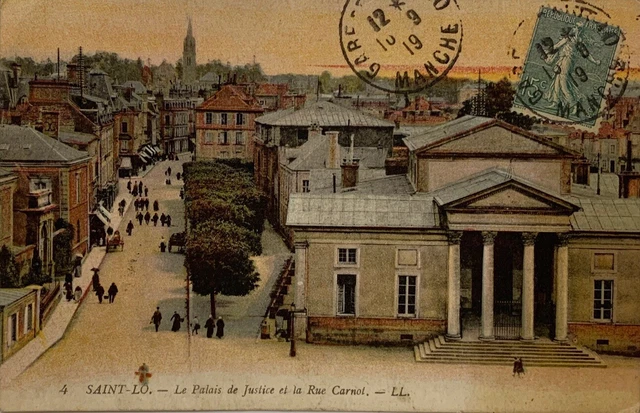 Cpa Saint Lo Manche 50 Le Palais De Justice Er La Rue Carnot